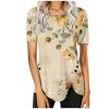 FOCLMP Women 2024 Floral Tops Blouses Short Sleeve Summer Shirt Trendy Fitted Tunic Blouse Dressy Causal Ladies Clothing Womens Tunics for Summer Dressy Khaki 5X view 1