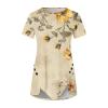 FOCLMP Women 2024 Floral Tops Blouses Short Sleeve Summer Shirt Trendy Fitted Tunic Blouse Dressy Causal Ladies Clothing Womens Tunics for Summer Dressy Khaki 5X view 3