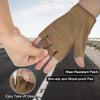 FIORETTO Fingerless Gloves for Airsoft Shooting Half Finger Hunting Hiking Cycling Driving Motorcycle Climbing Work Gloves, Sand L view 3