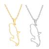 ZENRUIMING 2 French Martinique Map Openwork Necklaces, Geometric Titanium Pendant Necklace view 1