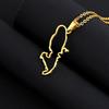 ZENRUIMING 2 French Martinique Map Openwork Necklaces, Geometric Titanium Pendant Necklace view 4