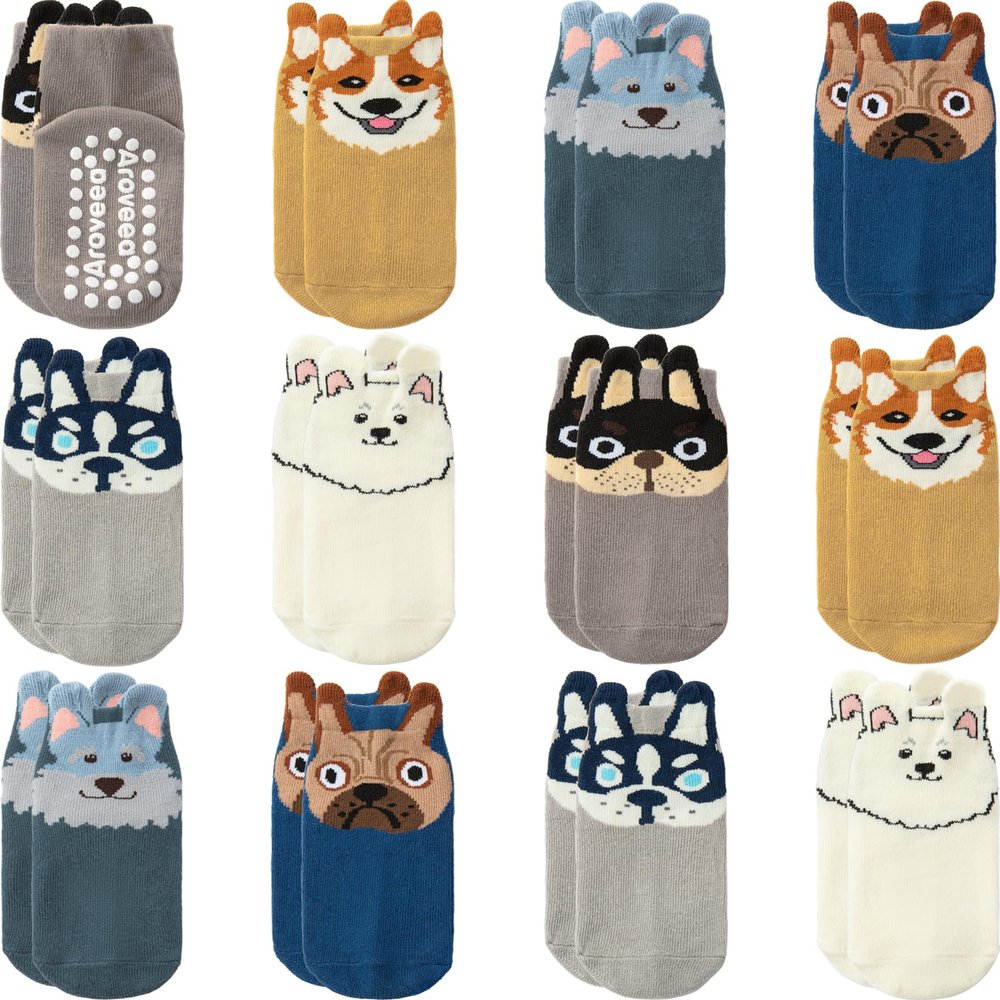 Aroveea Baby Toddler Socks Grip Non Slip Boys Girls Cotton 12 Pack for 3-5T Kids Ankle Cute Socks 6M-7Years