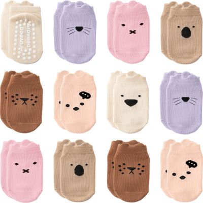 Aroveea Baby Toddler Socks Grip Non Slip Boys Girls Cotton 12 Pack for 3-5T Kids Ankle Cute Socks 6M-7Years
