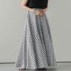 chouyatou Women's Retro Plaid A Line Midi Skirt Gingham High Elastic Waisted Pleated Swing Long Skirt (X-Small, Light Gray) view 2
