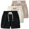 HSTiSan Kids Shorts Summer Running Active Fashions 3 Piece Children Short Light Thin Black White Khaki 12-24 Months view 1