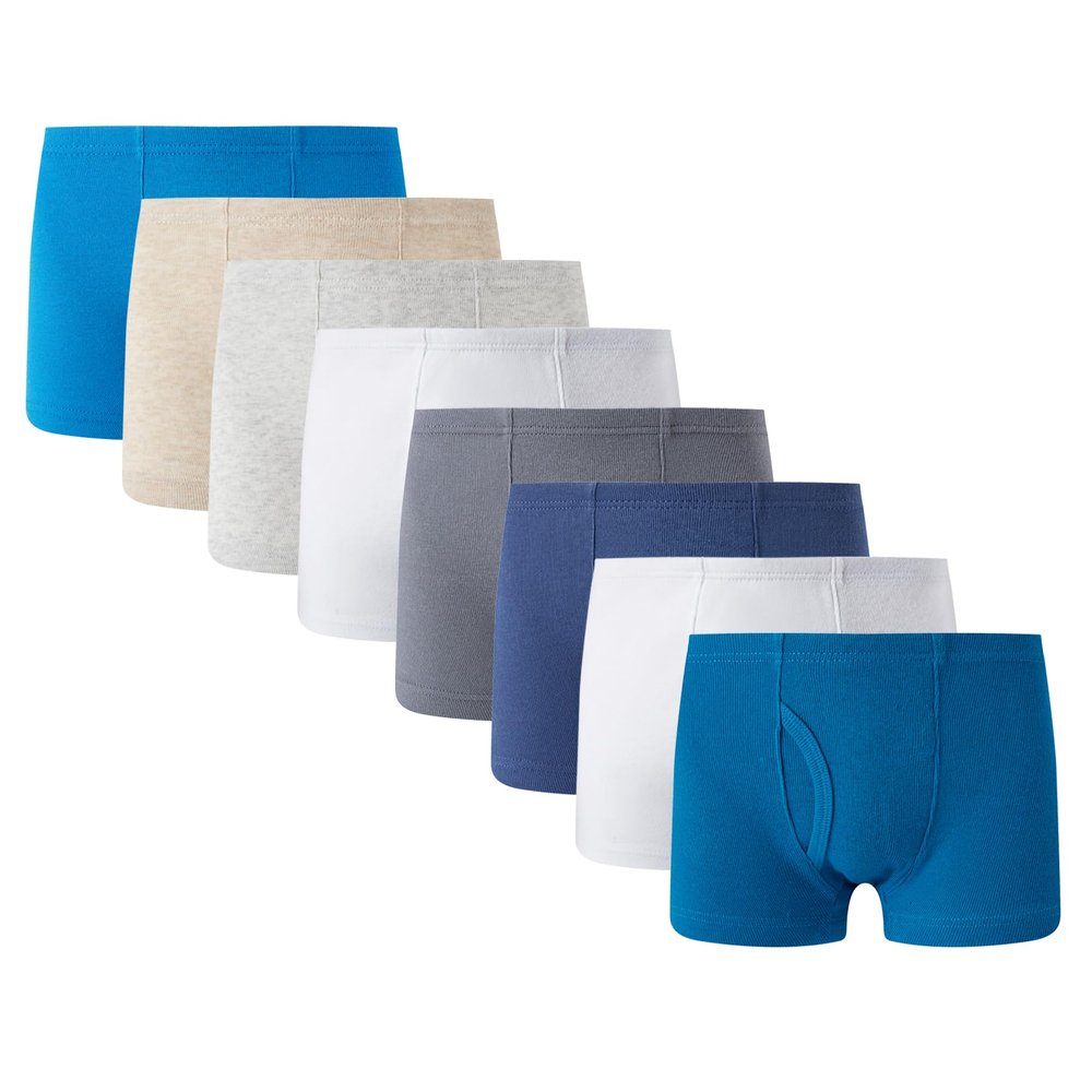 Winging Day Boys' Pure Cotton 8-Pack Plain Solid Color Boxer Brief Underwear Size 12T