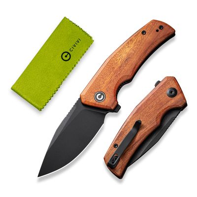 CIVIVI Pocket Knife for EDC, Regulatron Folding Knife for Men with Flipper Opener, Liner Lock, 2.98" Nitro-V Blade Wood Handle for Camping, Hunting C23006-3