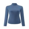 Kindcall Womens Slim Fitted Mock Turtleneck Tops Long Sleeve Lightweight Base Layer Shirts (Beja Blue, Medium) view 1