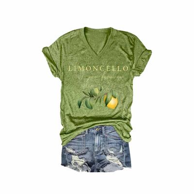 MOGUI Limoncello Per Favore Tee Limoncello Spritz Per Favore Shirt Lemon T-Shirt Funny Saying Print Cute Graphic Tee Shirt Casual Loose Top, 4X-Large