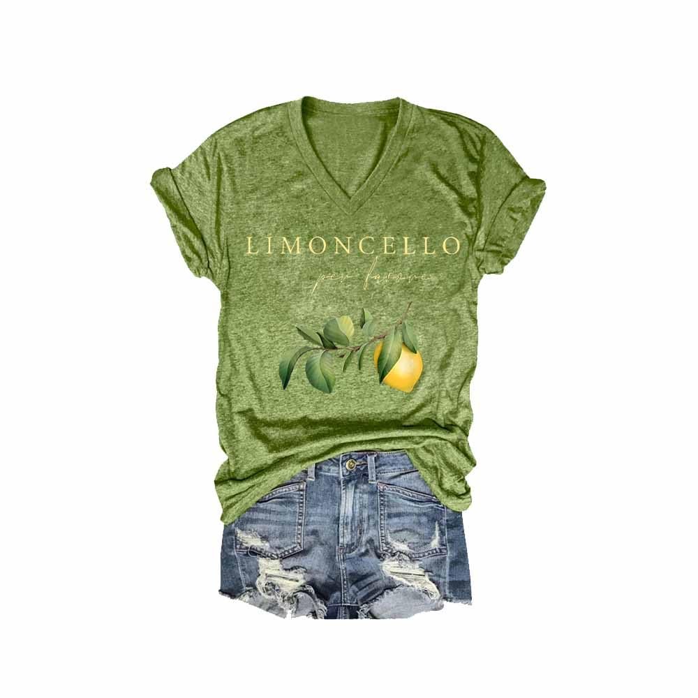 MOGUI Limoncello Per Favore Tee Limoncello Spritz Per Favore Shirt Lemon T-Shirt Funny Saying Print Cute Graphic Tee Shirt Casual Loose Top, 4X-Large