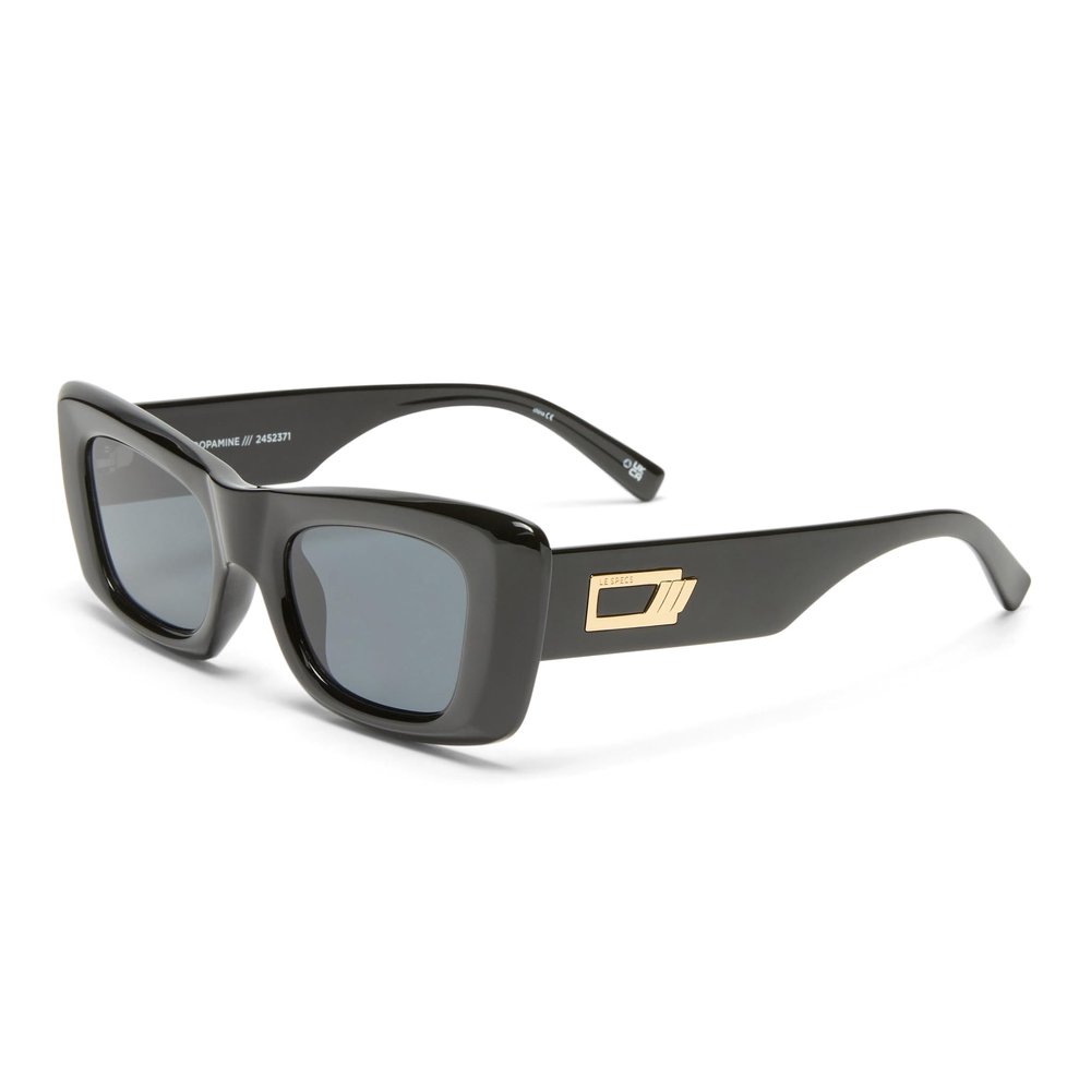 Le Specs Dopamine Sunglasses - Black, Rectangle, Unisex, Classic Retro Style