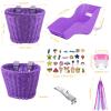 Aurelema Doll Bike Seat with 30 Pcs Stickers Decals Bicycle Basket for Kids Handlebar Streamers Colorful Ribbons Tassel Daisy Bike Bell for Girls Boys Bicycle Accessories Christmas Kids Gift(Purple) view 2