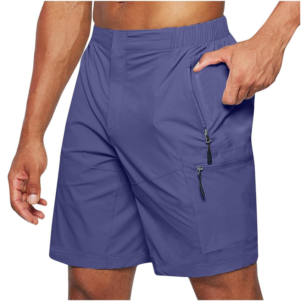 Under 5 Dollars Men's Shorts 7 Inch Inseam Stretch Waist Zipper Pocket Cargo Shorts Summer Causal Solid Athletic Shorts Going Out Men Clothes Summer Outfits Blue 4X