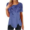 FOCLMP Women 2024 Floral Tops Blouses Short Sleeve Summer Shirt Trendy Fitted Tunic Blouse Dressy Causal Ladies Clothing Funny Tshirts Shirts for Women Purple S view 1