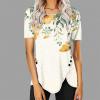 FOCLMP Women 2024 Floral Tops Blouses Short Sleeve Summer Shirt Trendy Fitted Tunic Blouse Dressy Causal Ladies Clothing Fishing Shirts Khaki L view 2