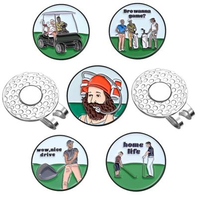 Jecten Magnetic Golf Ball Marker with Clip, Enamel Golf Ball Marker for Putting Green, Golf Ball Marker Hat Clip Magnet, Funny Golf Cap Clip Gifts for Women Men Golf Accessorie