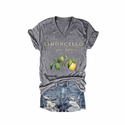 MOGUI Limoncello Per Favore Tee Limoncello Spritz Per Favore Shirt Limoncello Shirt Fun Graphic Tshirt Casual Vintage Tee Funny Vneck Tank Top Grey, Small