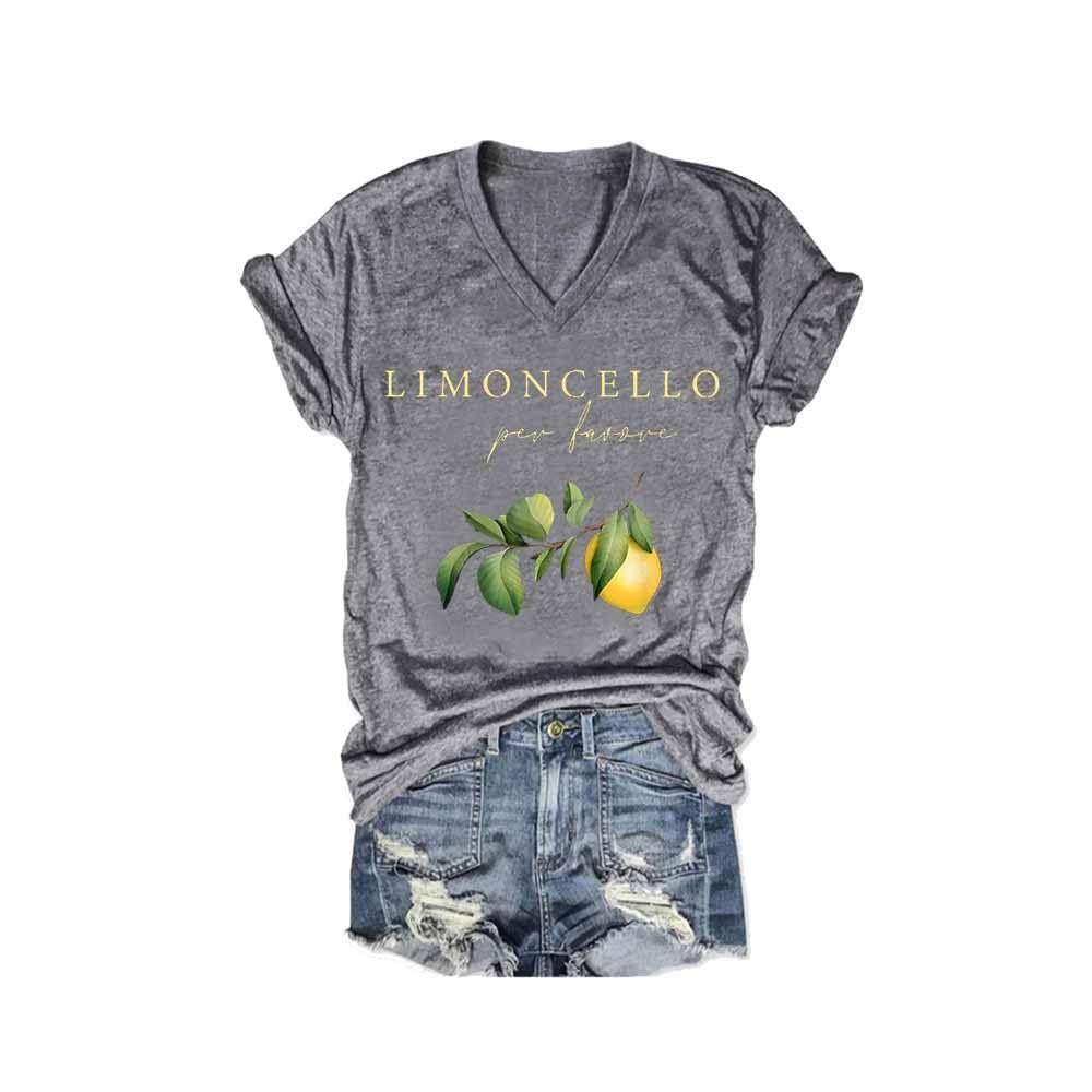 MOGUI Limoncello Per Favore Tee Limoncello Spritz Per Favore Shirt Limoncello Shirt Fun Graphic Tshirt Casual Vintage Tee Funny Vneck Tank Top Grey, Small