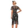 1920 Style Dresses for Women Black Flapper Dresses 1920s Gatsby Dress Sequin Fringe Flapper Dress with Sleeves 20s Style Cocktail Dress Roaring 20s Dresses Black + Gold X-Large view 3
