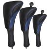 FINGER TEN Golf Club Head Covers for Woods Driver Fairway Hybrid Value 3/5 Pack, Long Headcover Interchangeable Accessories for Ultimate Club Protection (Blue&Black(1D+1F+1H)) view 1
