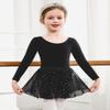 Arshiner Girls Ballet Leotards with Chiffon Dance Skirt Long Sleeve Crisscross Back Toddler Dance Outfit Combo view 2