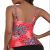 Hilor Underwire Swimsuit Tops for Women Large Bust Sexy Slimming Tankini Top Swimwear Push Up Bathing Suit Top only Red&White Floral 8 view 4