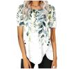 FOCLMP Women 2024 Floral Tops Blouses Short Sleeve Summer Shirt Trendy Fitted Tunic Blouse Dressy Causal Ladies Clothing Casual Summer Blouses for Women 2024 Plus Size Green XL view 1