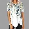 FOCLMP Women 2024 Floral Tops Blouses Short Sleeve Summer Shirt Trendy Fitted Tunic Blouse Dressy Causal Ladies Clothing Casual Summer Blouses for Women 2024 Plus Size Green XL view 2
