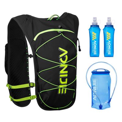 AONIJIE Running Hydration Vest 5L Running Vest for Women Men with Hydration Backpack Fits 6.8" Phones for Hiking Marathon Race (Black with 2*500ml Flask & 1.5l Bladder)