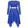 Linjinx Womens Liturgical Praise Dance Dress Color Block Long Sleeves Church Worship Lyrical Costume Blue Large view 2