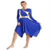 Linjinx Womens Liturgical Praise Dance Dress Color Block Long Sleeves Church Worship Lyrical Costume Blue Large view 3