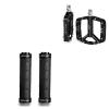 BUCKLOS Bike Handlebar Grips Double Lock on Bicycle Handle Bar and MTB Flat Aluminum Alloy Pedal with Large Platform -Non-Slip Pedals