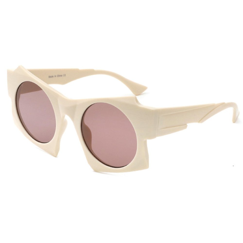 mincl Oversized Cat Eye Sunglasses for Women Cute Oval Thick Frame Round Sun Glasses Chic Retro Style Shades N45 (champagne)