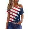 4Th of July Outfits for Women,Womens Summer Tops 2025 Red White and Blue Shirts Ladies Off Shoulder USA Tshirts Short Sleeve Patriotic Blouses Cold Shoulder American Flag Graphic Tees (Deep Red,XL) view 1