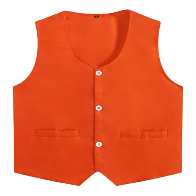 Loodgao Kid Girls Boys Vest Solid Color Volunteer Activity Waistcoat Irregular Hem Volunteers Activities Uniform Orange 14-15 Years