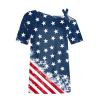 4Th of July Outfits for Women,Womens Summer Tops 2025 Red White and Blue Shirts Ladies Off Shoulder USA Tshirts Short Sleeve Patriotic Blouses Cold Shoulder American Flag Graphic Tees (Blue,XXL) view 3