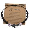 Tennis Ball Cross Bracelet for Women Men Tennis Sports Bracelet Gifts for Women Men Tennis Player Birthday Inspirational Gifts for Granddaughter Son Tennis Fan Lover Christmas Gifts for Teammate view 1