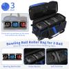 BOSSTIN 3 Ball Bowling Bags with Wheels, Secure Adhesive Fixed Ball Cup & Shoe Compartment (Fits Up to Size 16),Bowling Ball Bag 3 Ball Roller with Multi-Pockets (Blue) view 2