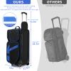 BOSSTIN 3 Ball Bowling Bags with Wheels, Secure Adhesive Fixed Ball Cup & Shoe Compartment (Fits Up to Size 16),Bowling Ball Bag 3 Ball Roller with Multi-Pockets (Blue) view 3