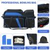 BOSSTIN 3 Ball Bowling Bags with Wheels, Secure Adhesive Fixed Ball Cup & Shoe Compartment (Fits Up to Size 16),Bowling Ball Bag 3 Ball Roller with Multi-Pockets (Blue) view 4
