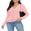 Urban CoCo Women's Long Sleeve Open Front Cardigan Sweaters Lightweight V-Neck Button Down Knit Sweater(Pink,M) view 2