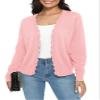 Urban CoCo Women's Long Sleeve Open Front Cardigan Sweaters Lightweight V-Neck Button Down Knit Sweater(Pink,M) view 3
