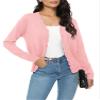 Urban CoCo Women's Long Sleeve Open Front Cardigan Sweaters Lightweight V-Neck Button Down Knit Sweater(Pink,M) view 4