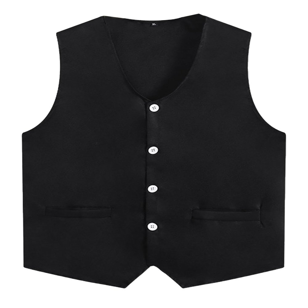 Loodgao Kid Girls Boys Vest Solid Color Volunteer Activity Waistcoat Irregular Hem Volunteers Activities Uniform Black 9-10 Years