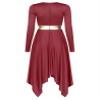 Linjinx Womens Liturgical Praise Dance Dress Color Block Long Sleeves Church Worship Lyrical Costume Burgundy XX-Large view 2