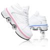 Roller Skates for Women Men 2-in-1 Double Row Deform Wheel Roller Skate Shoes Sneakers Detachable Shoes with Wheels for Girls Boys Indoor Outdoor Roller Shoes (White High Top with LED, US 8.5) view 1