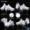 Roller Skates for Women Men 2-in-1 Double Row Deform Wheel Roller Skate Shoes Sneakers Detachable Shoes with Wheels for Girls Boys Indoor Outdoor Roller Shoes (White High Top with LED, US 8.5) view 4