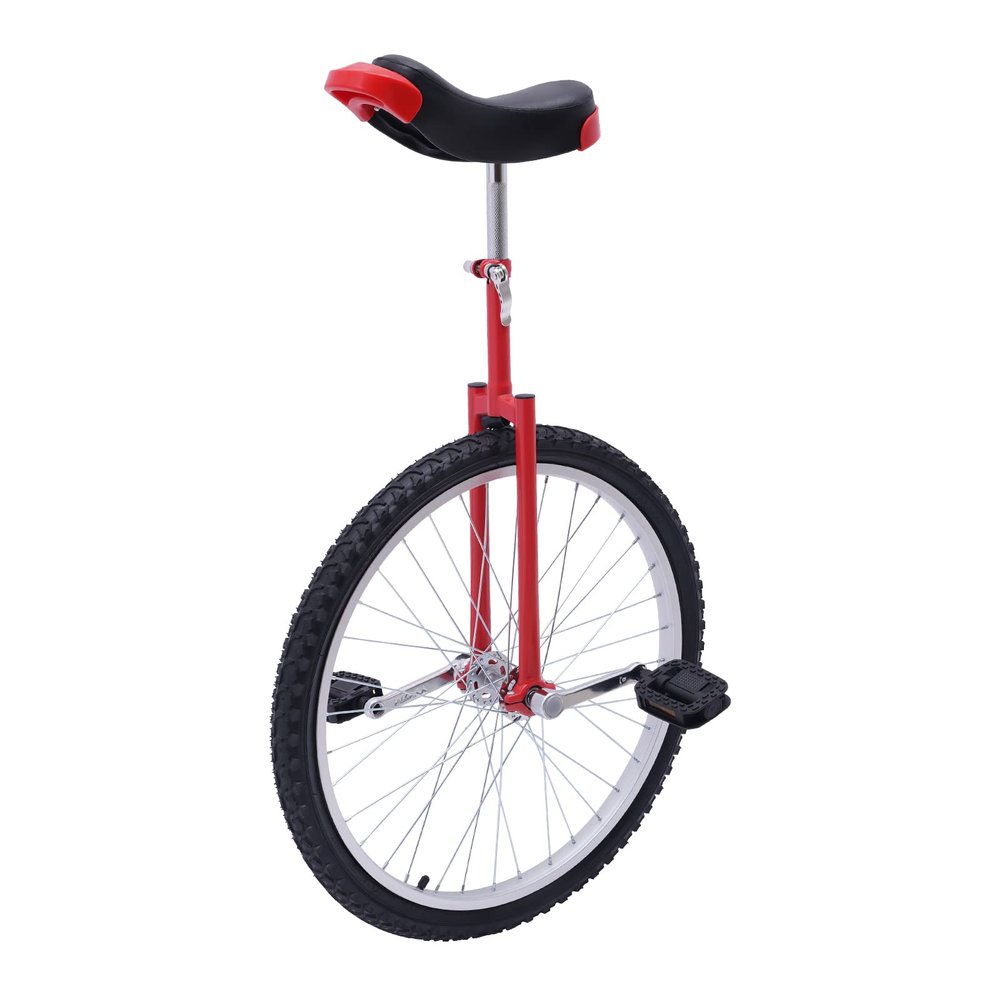 WOHAIPA Unicycles 24" Outdoor Wheel Unicycle Steel Rim Adjustable Seat Unicycle Easy Storage for Office Workers, Teenagers, Cycling EnthusiastsDaily Fitness Exercises, Cycling Exercises (Red, 24")