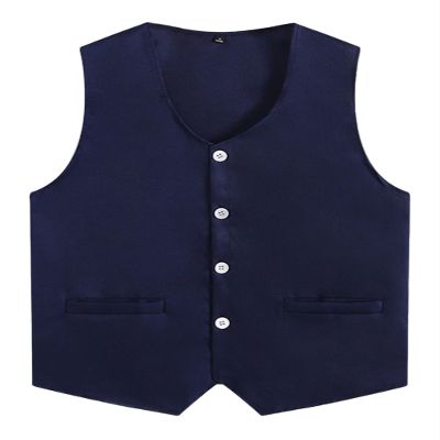Loodgao Kid Girls Boys Vest Solid Color Volunteer Activity Waistcoat Irregular Hem Volunteers Activities Uniform Navy Blue 15-16 Years