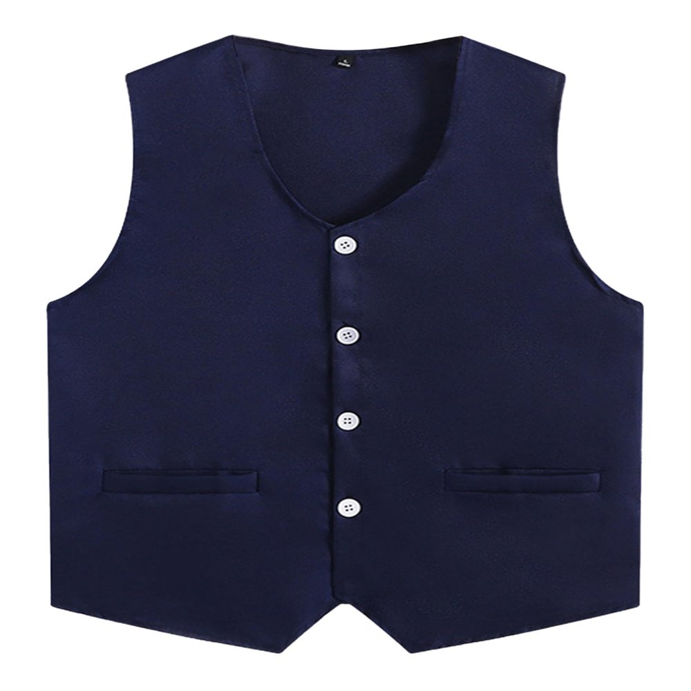 Loodgao Kid Girls Boys Vest Solid Color Volunteer Activity Waistcoat Irregular Hem Volunteers Activities Uniform Navy Blue 15-16 Years